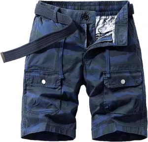 Cargo Pants for Men Relaxed Fit Multi-Pocket Outdoor Casual Work Shorts Summer Twill Cotton Fishing Hiking Shorts (No Belt)