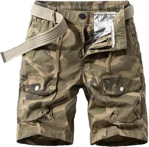 Cargo Pants for Men Relaxed Fit Multi-Pocket Outdoor Casual Work Shorts Summer Twill Cotton Fishing Hiking Shorts (No Belt)
