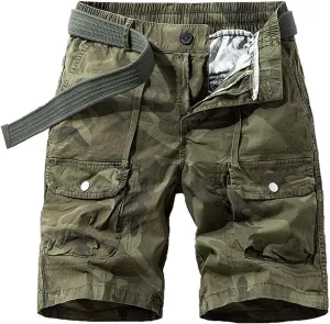Cargo Pants for Men Relaxed Fit Multi-Pocket Outdoor Casual Work Shorts Summer Twill Cotton Fishing Hiking Shorts (No Belt)
