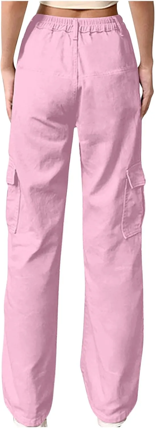 Cargo Pants for Women High Waisted Pants Baggy Stretchy Wide Leg Y2K Streetwear Multiple Pockets Fashion Cargo Jeans