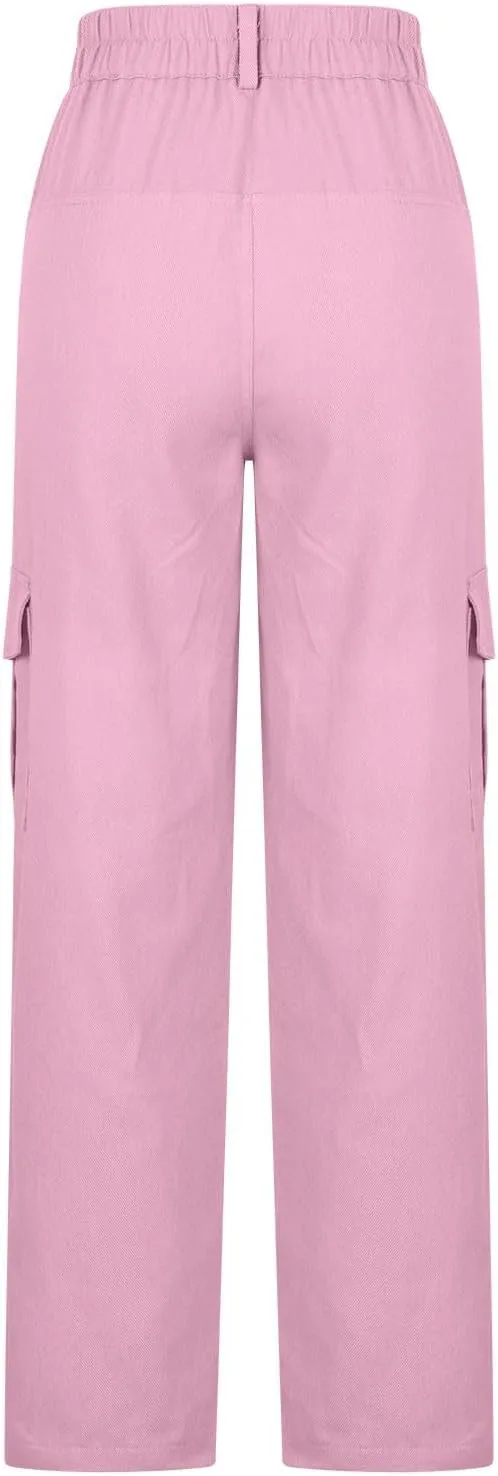 Cargo Pants for Women High Waisted Pants Baggy Stretchy Wide Leg Y2K Streetwear Multiple Pockets Fashion Cargo Jeans