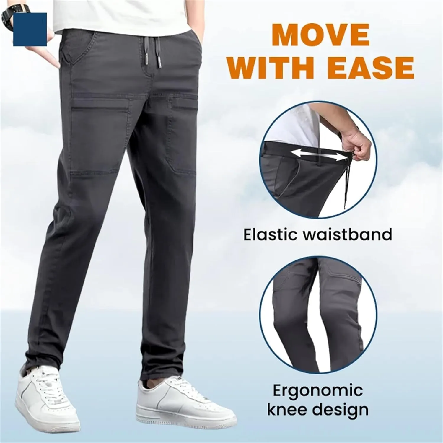 Cargo Pants, Men Multipants - High Stretch Multi-Pocket Durable Cargo Pants 6 Pockets