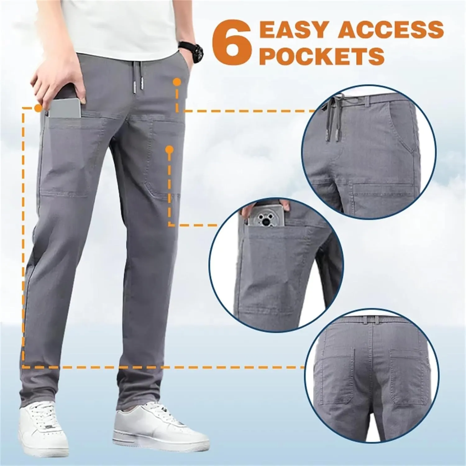 Cargo Pants, Men Multipants - High Stretch Multi-Pocket Durable Cargo Pants 6 Pockets