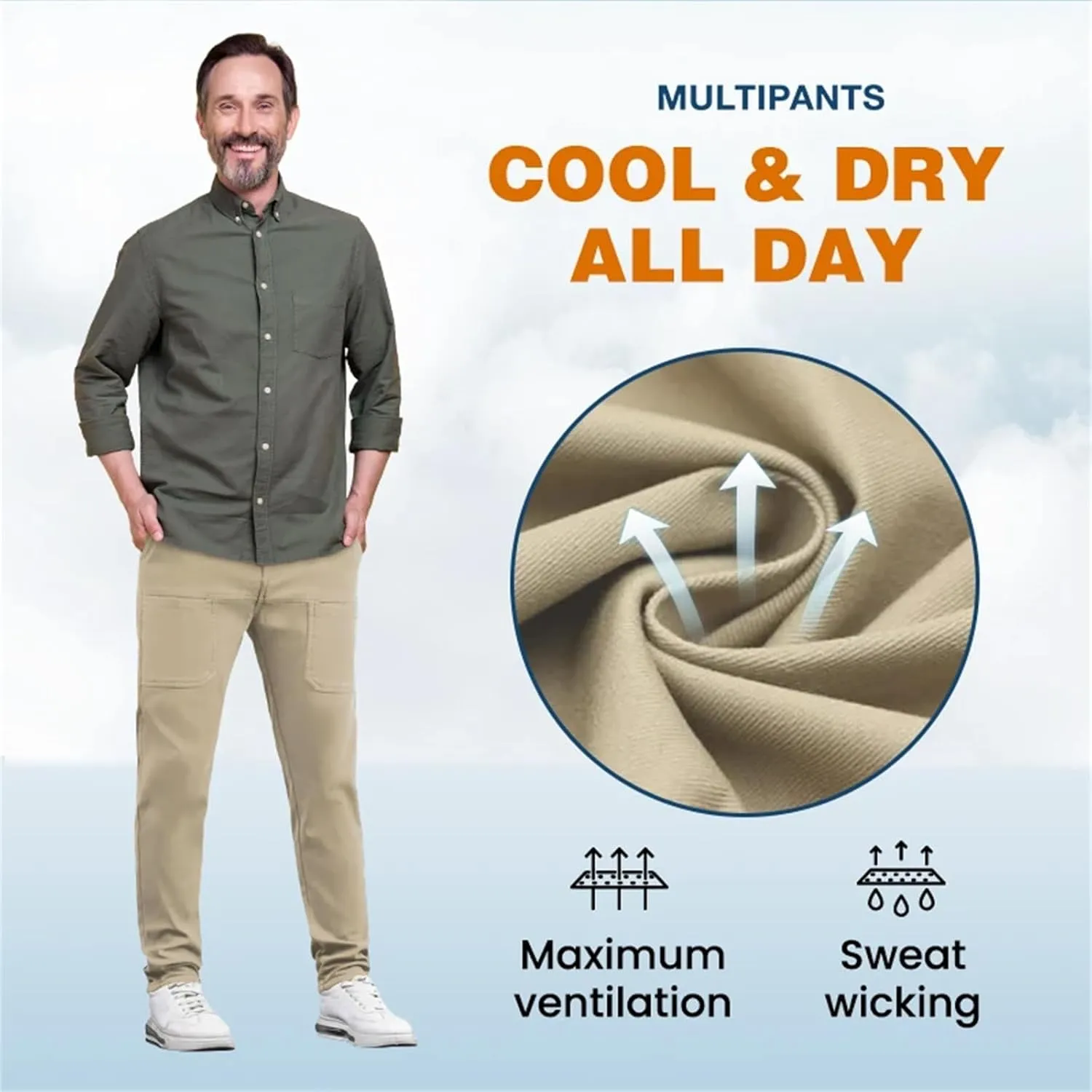 Cargo Pants, Men Multipants - High Stretch Multi-Pocket Durable Cargo Pants 6 Pockets