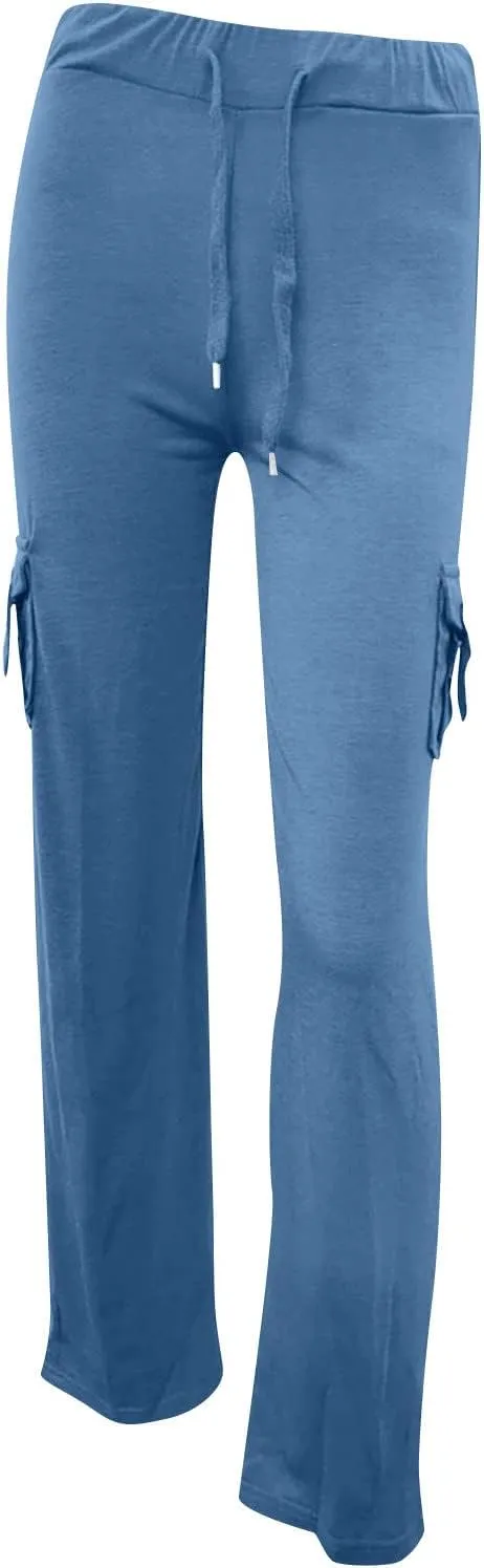 Cargo Yoga Pants for Women High Waist Wide Leg Bootcut Trousers Plus Size Baggy Flare Slacks Pants with Pockets