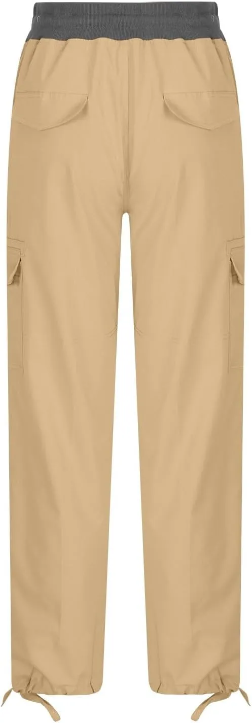 Casual Cargo Pants for Women Solid Color Straight Leg Pants Loose Fit Streetwear Trendy Casual Trousers