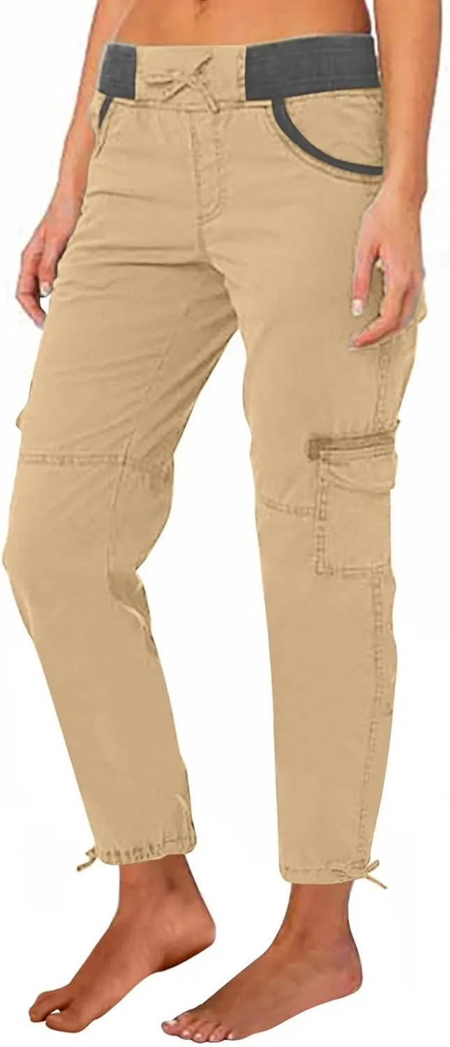 Casual Cargo Pants for Women Solid Color Straight Leg Pants Loose Fit Streetwear Trendy Casual Trousers