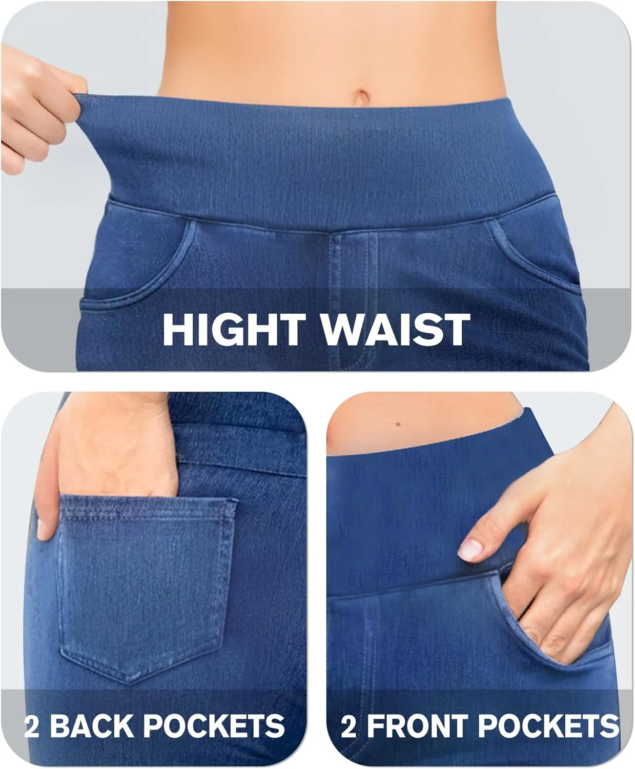 CLOZOZ Flared Jeans for Women High Waisted Stretchy Pull On Bell Bottom Flare Leggings Trendy Yoga Pants with Pockets
