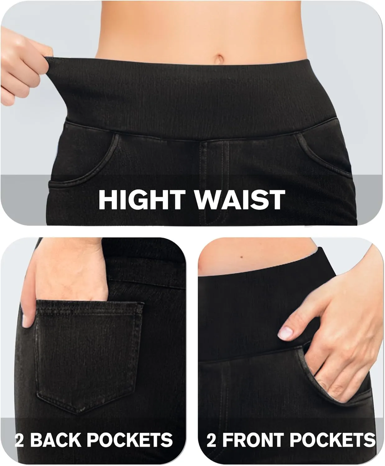 CLOZOZ Flared Jeans for Women High Waisted Stretchy Pull On Bell Bottom Flare Leggings Trendy Yoga Pants with Pockets