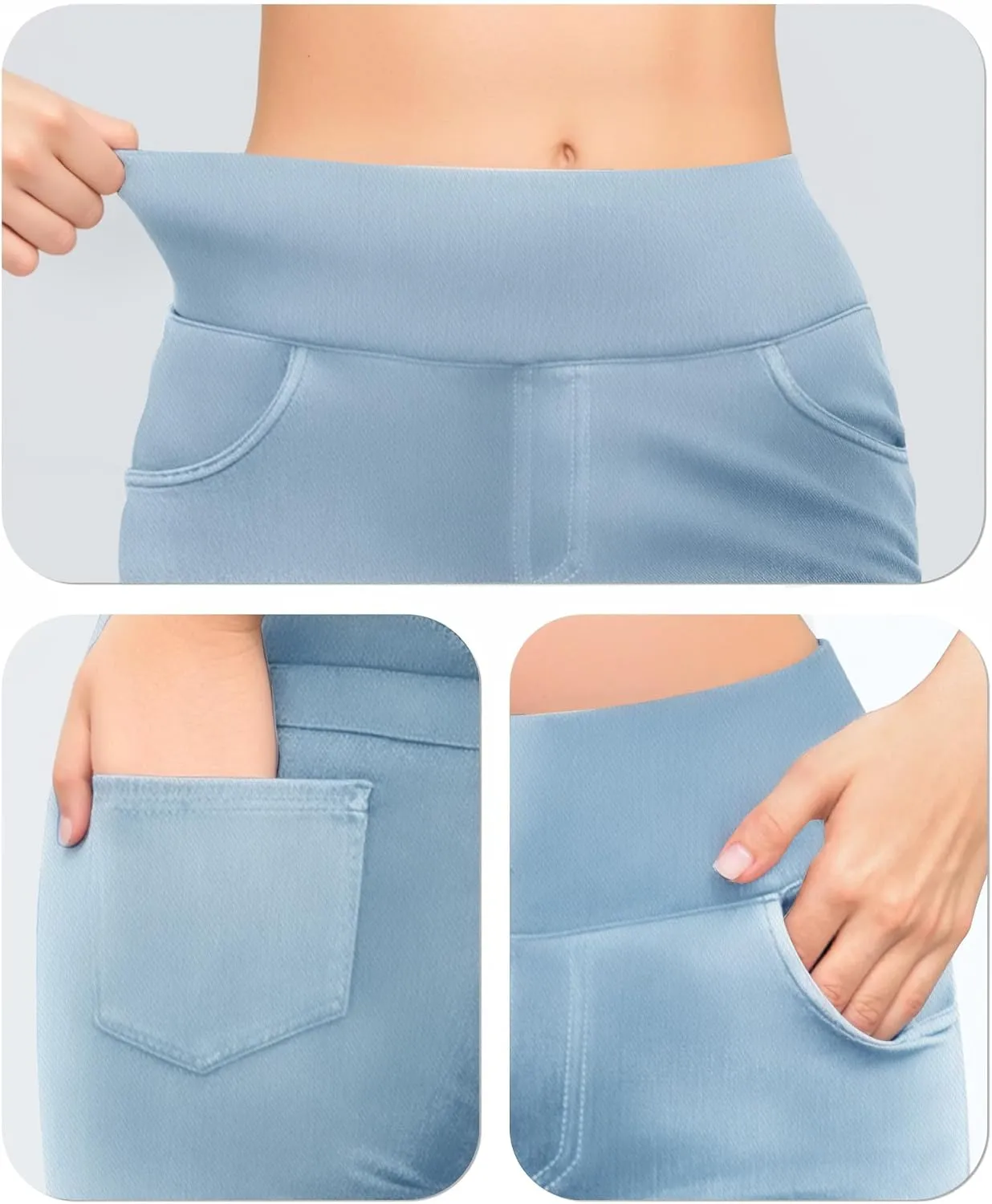 CLOZOZ Flared Jeans for Women High Waisted Stretchy Pull On Bell Bottom Flare Leggings Trendy Yoga Pants with Pockets