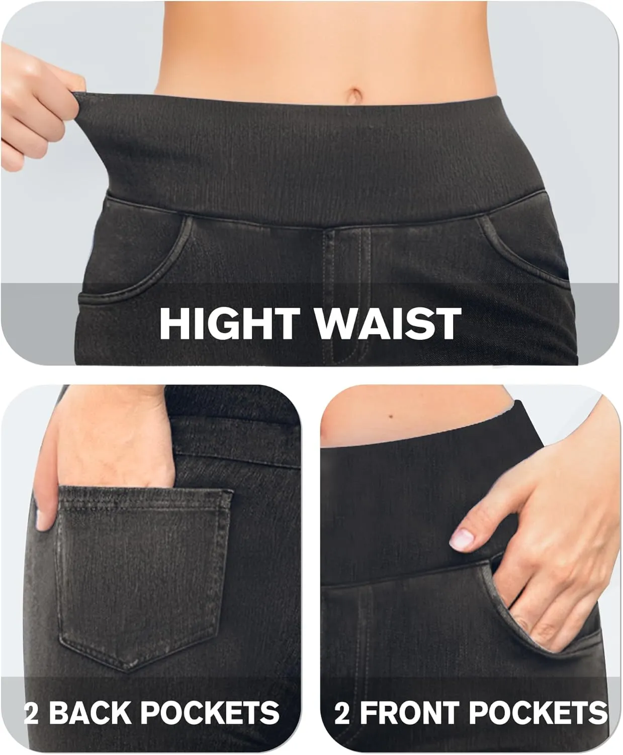 CLOZOZ Flared Jeans for Women High Waisted Stretchy Pull On Bell Bottom Flare Leggings Trendy Yoga Pants with Pockets