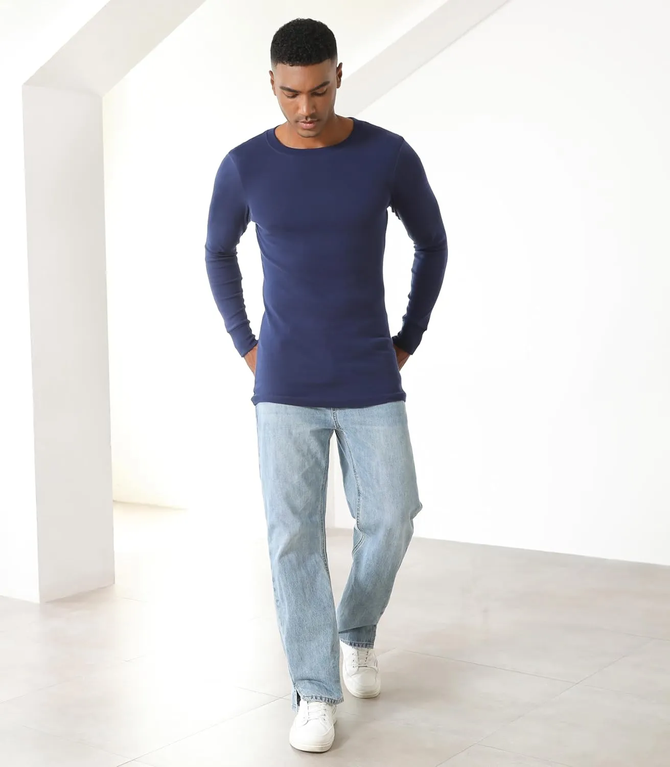 Comfneat Men's 2-Pack Long Sleeve Shirts Cotton Undershirts