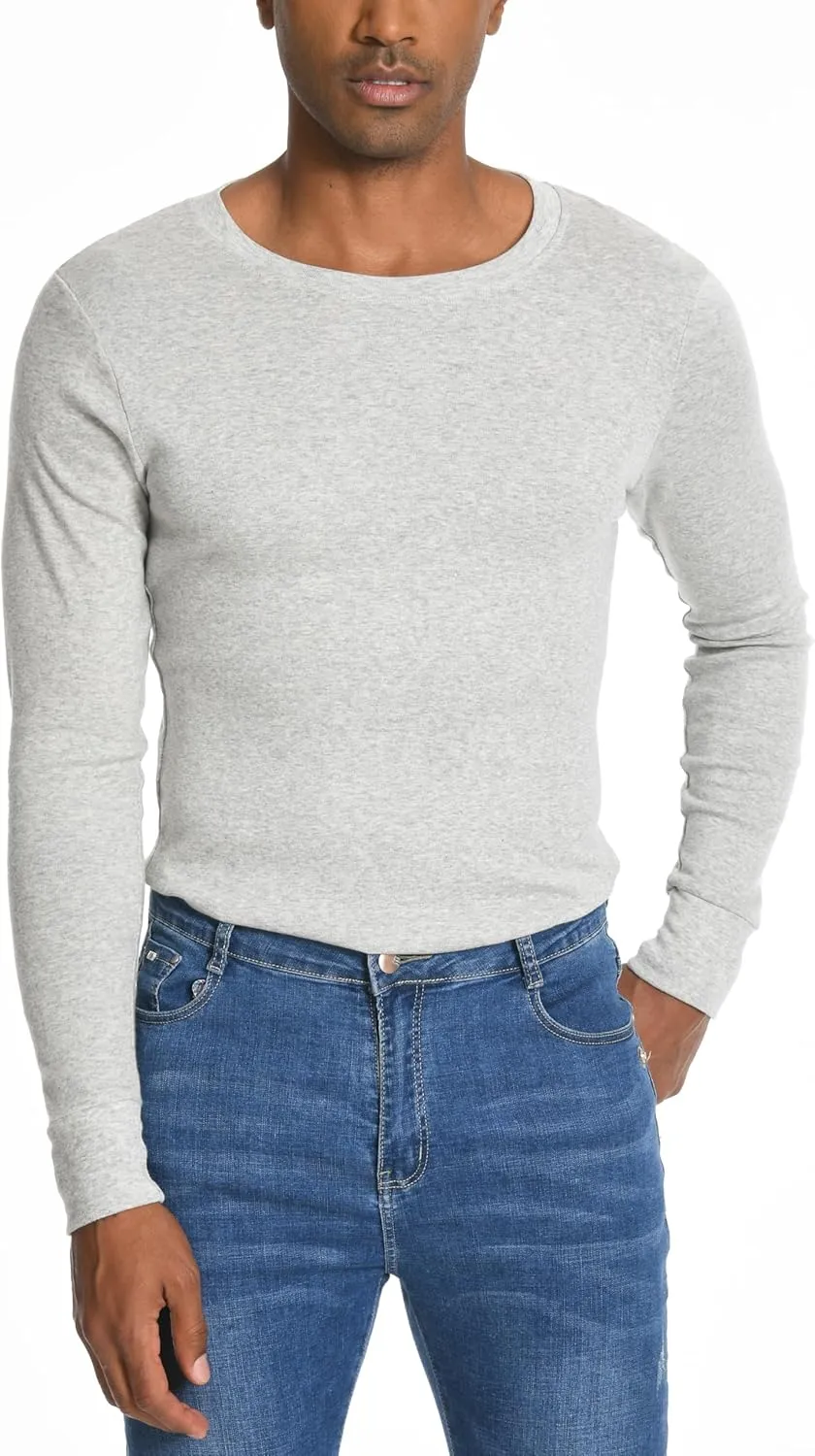 Comfneat Men's 2-Pack Long Sleeve Shirts Cotton Undershirts