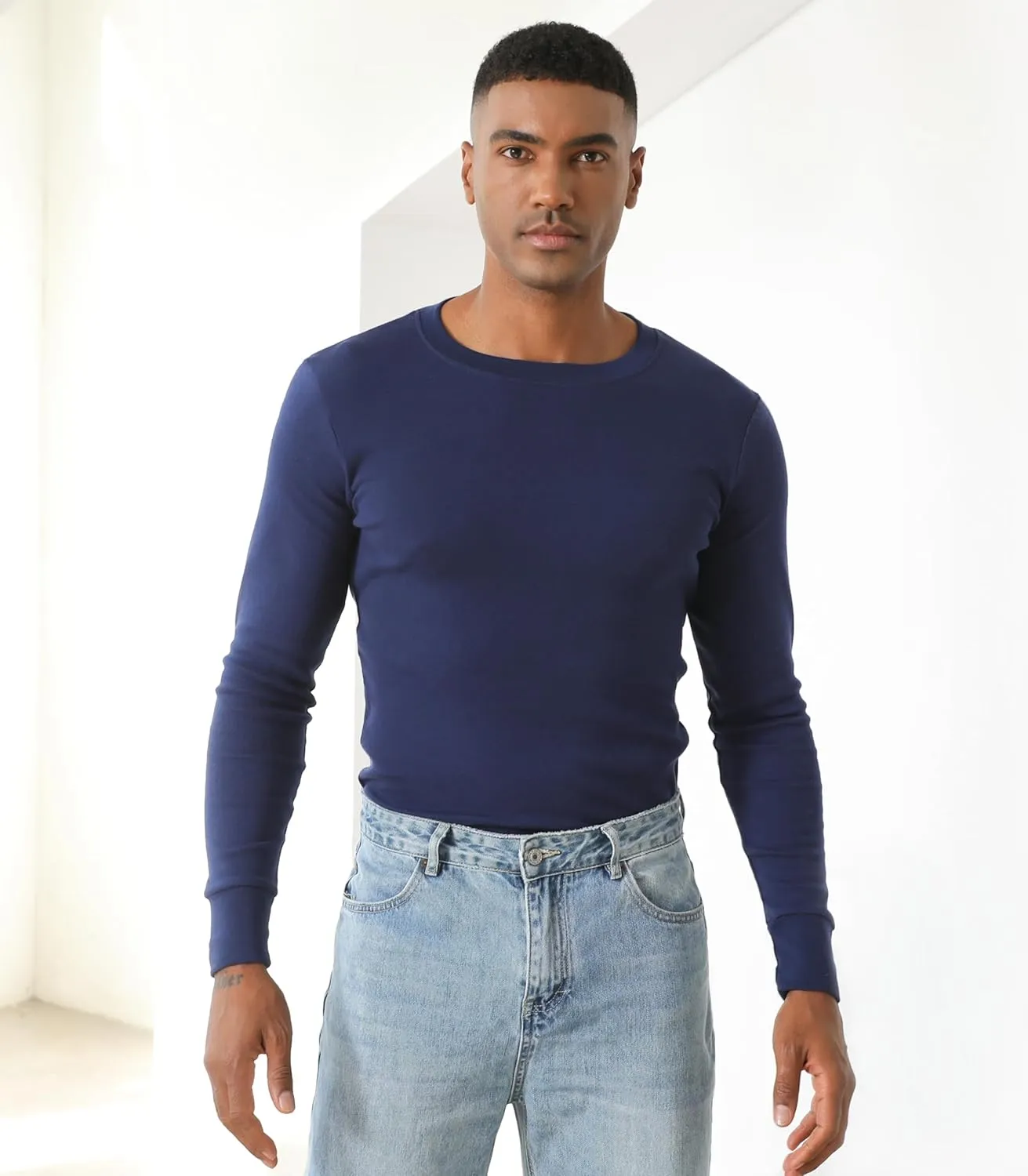 Comfneat Men's 2-Pack Long Sleeve Shirts Cotton Undershirts