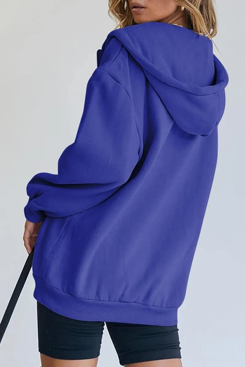 COOLMONAR Womens Zip Up Hoodies Long Sleeve Fall Hooded Sweatshirt Oversize Fleece Jacket With Pockets