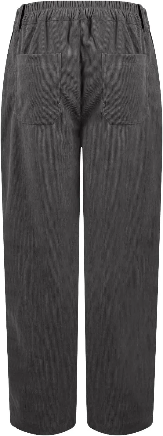 Corduroy Pants for Women High Waist Flare Pants Casual Bell Bottom Wide Leg Trouser 2024 Women Fashions Pants
