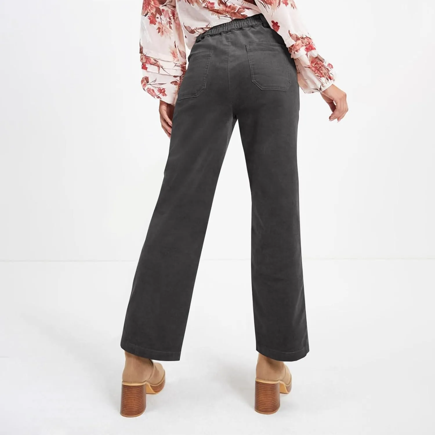 Corduroy Pants for Women High Waist Flare Pants Casual Bell Bottom Wide Leg Trouser 2024 Women Fashions Pants
