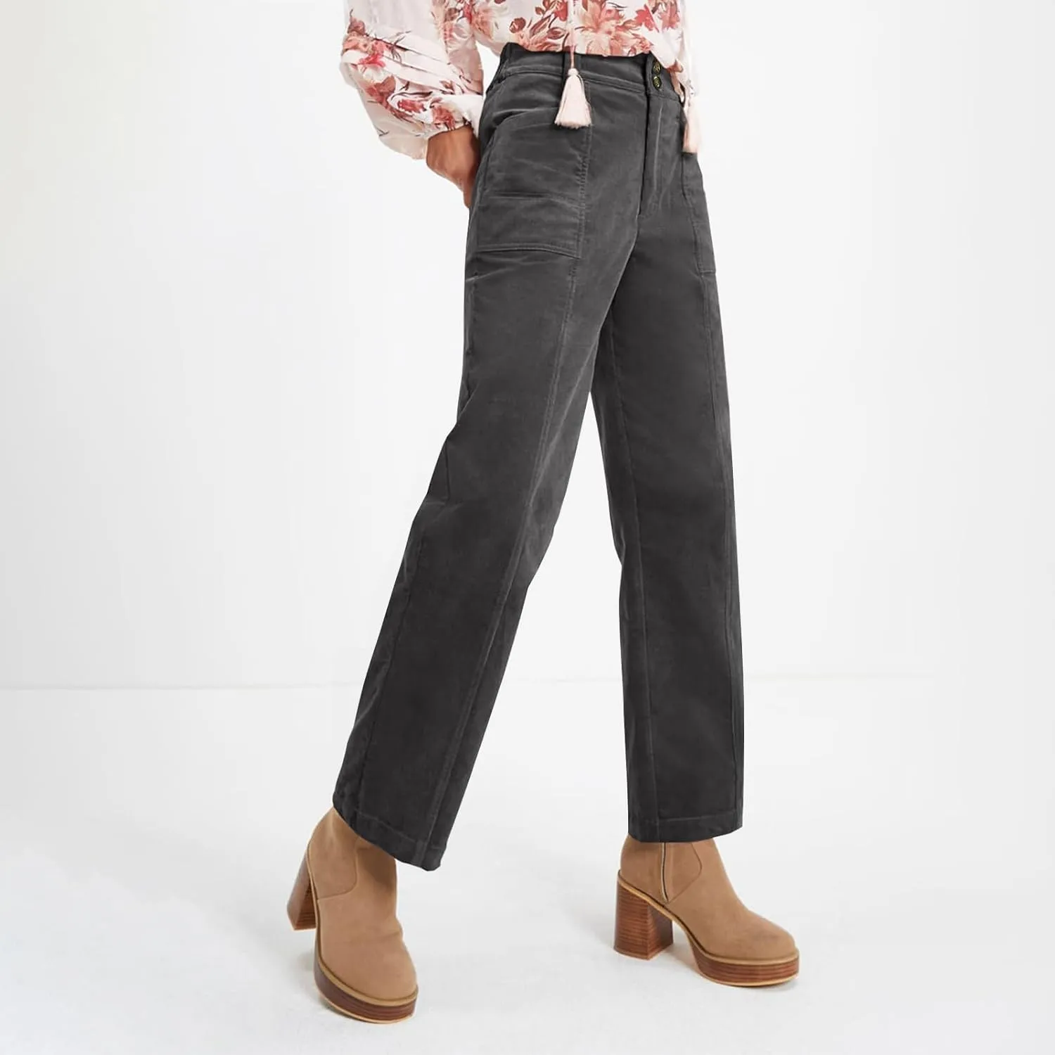 Corduroy Pants for Women High Waist Flare Pants Casual Bell Bottom Wide Leg Trouser 2024 Women Fashions Pants