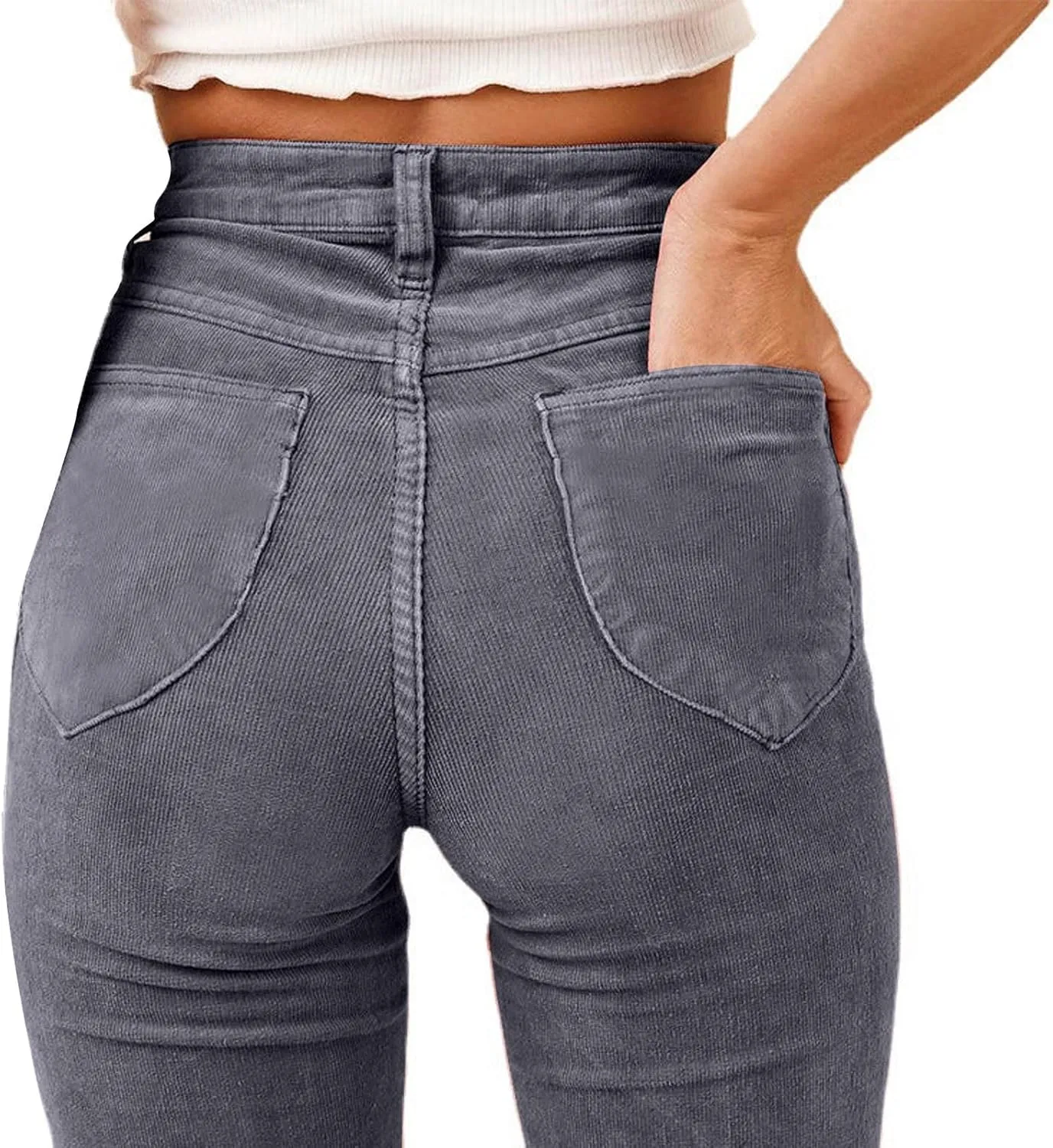 Corduroy Pants for Women High Waist Flare Pants Casual Bell Bottom Wide Leg Trouser 2024 Women Fashions Pants