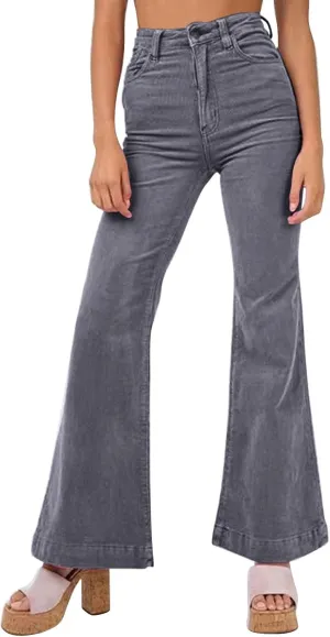 Corduroy Pants for Women High Waist Flare Pants Casual Bell Bottom Wide Leg Trouser 2024 Women Fashions Pants