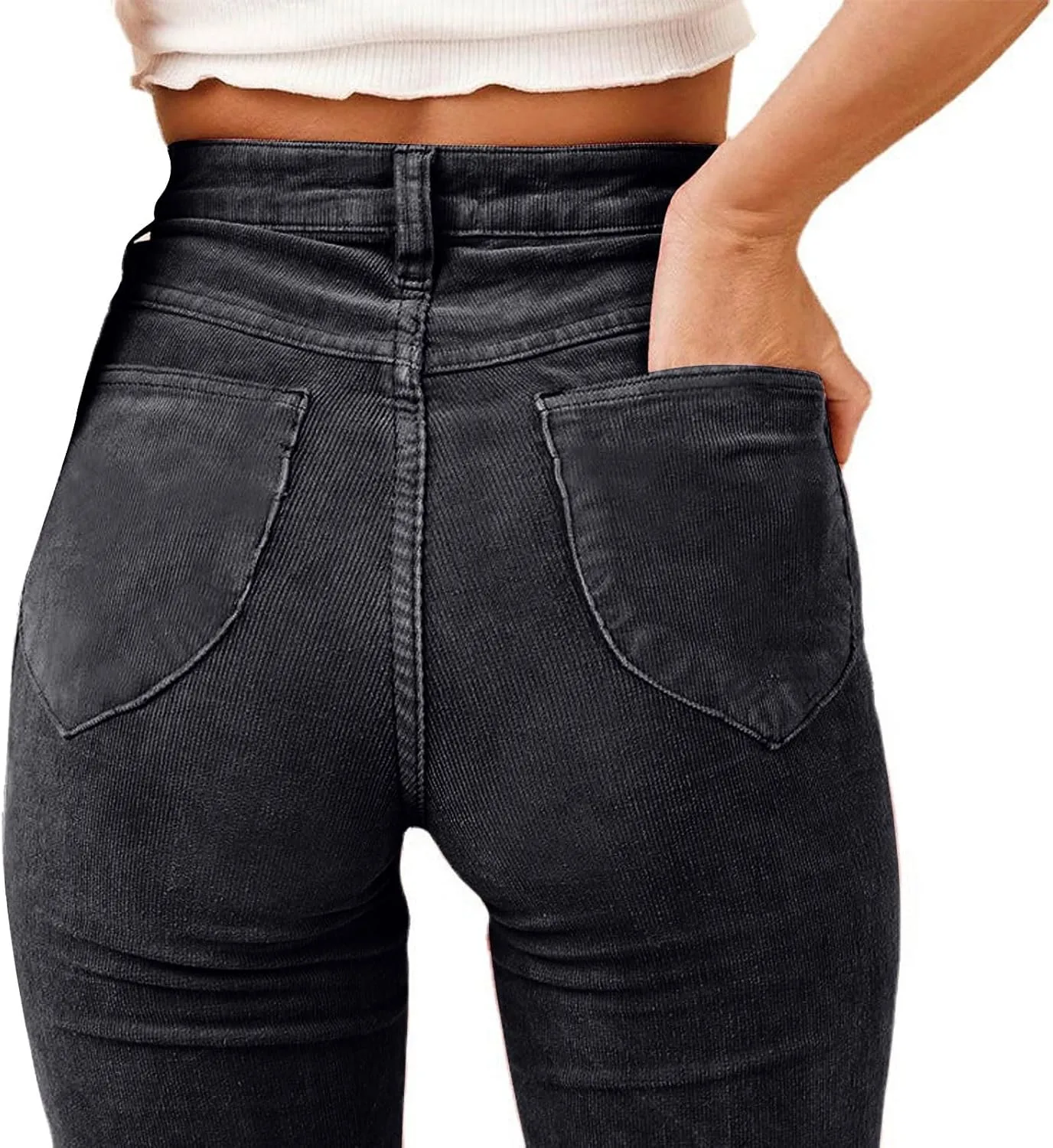 Corduroy Pants for Women High Waist Flare Pants Casual Bell Bottom Wide Leg Trouser 2024 Women Fashions Pants