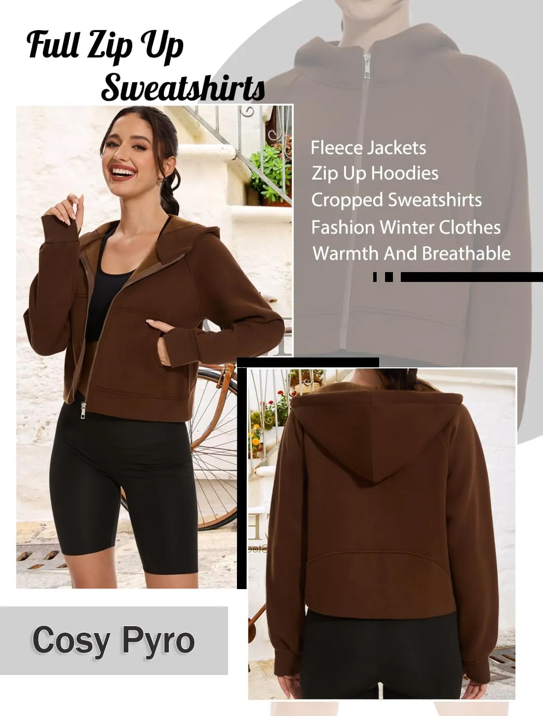 Cosy Pyro Womens Zip Up Hoodies Fleece Jackets Long Sleeve Sweatshirts Fall Fashion Outfits 2025