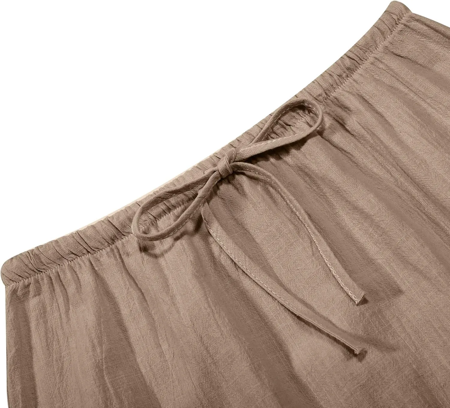 Cotton Linen Maxi Skirts for Women 2025 Summer Drawstring Low Rise A-Line Skirts Casual Loose Flowy Long Beach Skirt