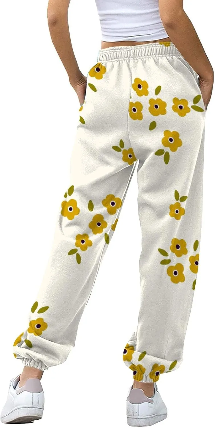 Cotton Pants for Women 2024 Pants Workout High Waisted Yoga Pants with Pockets Ladies Petite Sweatpants Joggers for