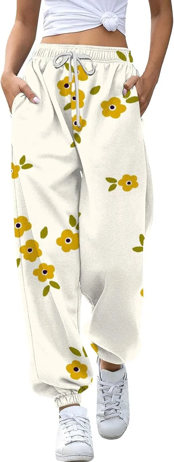 Cotton Pants for Women 2024 Pants Workout High Waisted Yoga Pants with Pockets Ladies Petite Sweatpants Joggers for