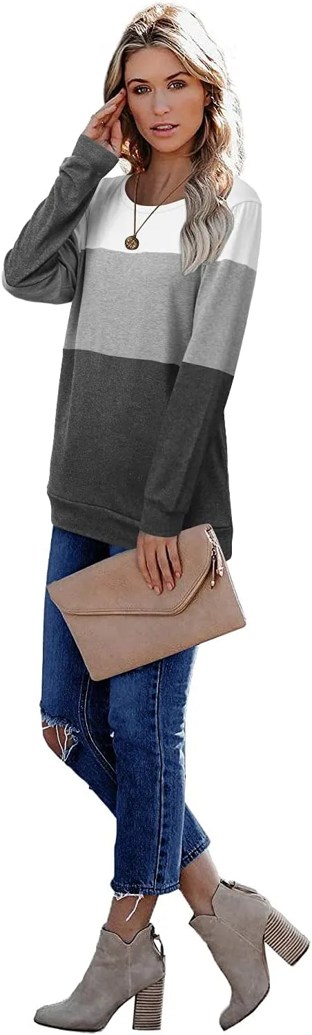 CRAZY GRID Womens Trendy Long Sleeve Shirts Casual Loose Soft Sweatshirt Fall Tops