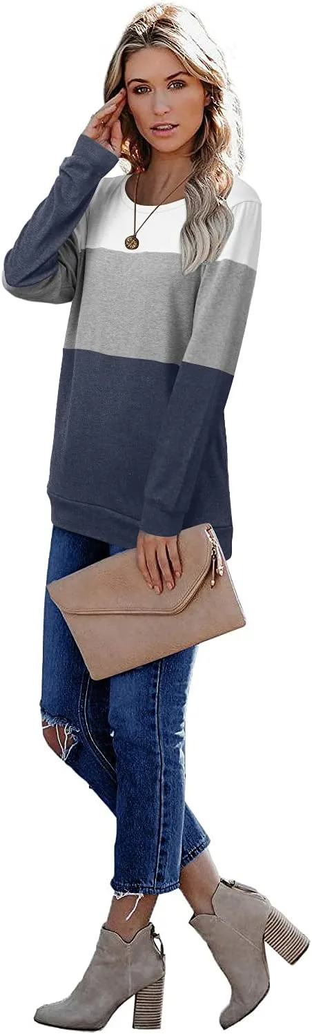 CRAZY GRID Womens Trendy Long Sleeve Shirts Casual Loose Soft Sweatshirt Fall Tops