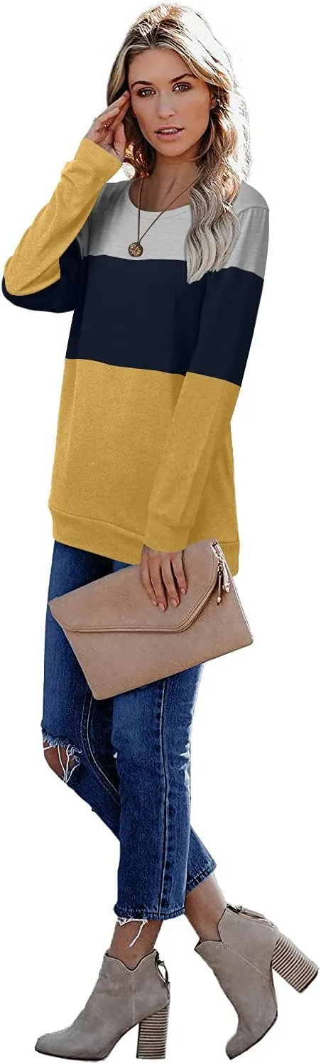 CRAZY GRID Womens Trendy Long Sleeve Shirts Casual Loose Soft Sweatshirt Fall Tops