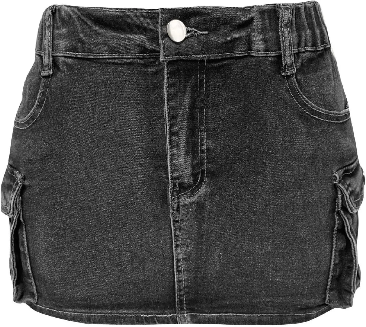 Denim Cargo Skirt Women Button Mini Skirt with Pockets Y2k Bodycon 2025 Trendy Jean Short Skirts