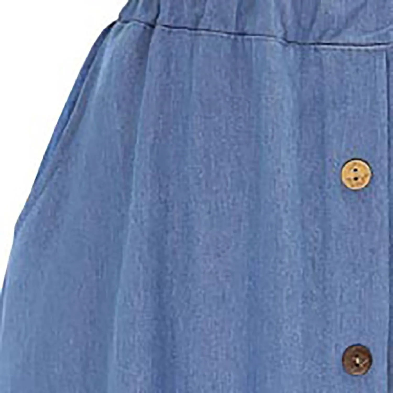 Denim Midi Skirts for Women Summer Casual Elastic High Waisted Buttons Front A-Line Flowy Ruffle Jean Skirt