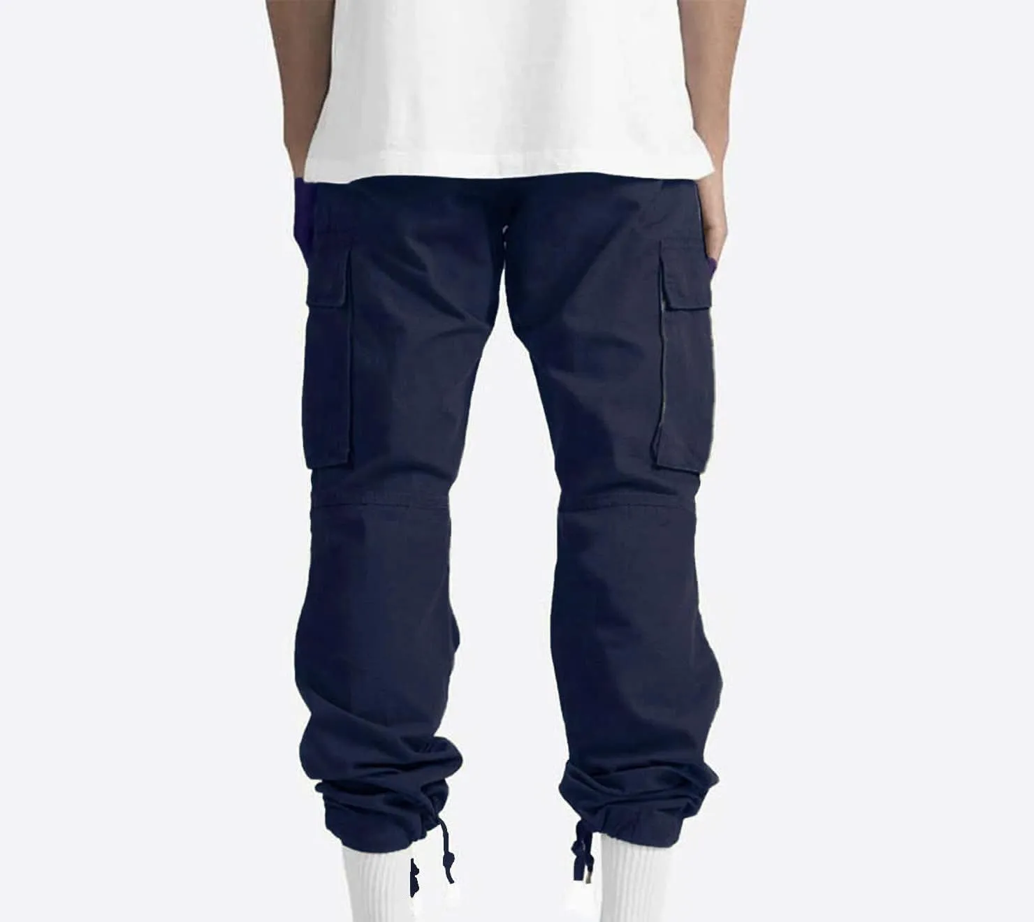 Dgoopd Cargo Pants for Men Baggy Straight Leg Joggers Drawstring Bottom Hiking Pants Workout Tactical Pants with Pockets