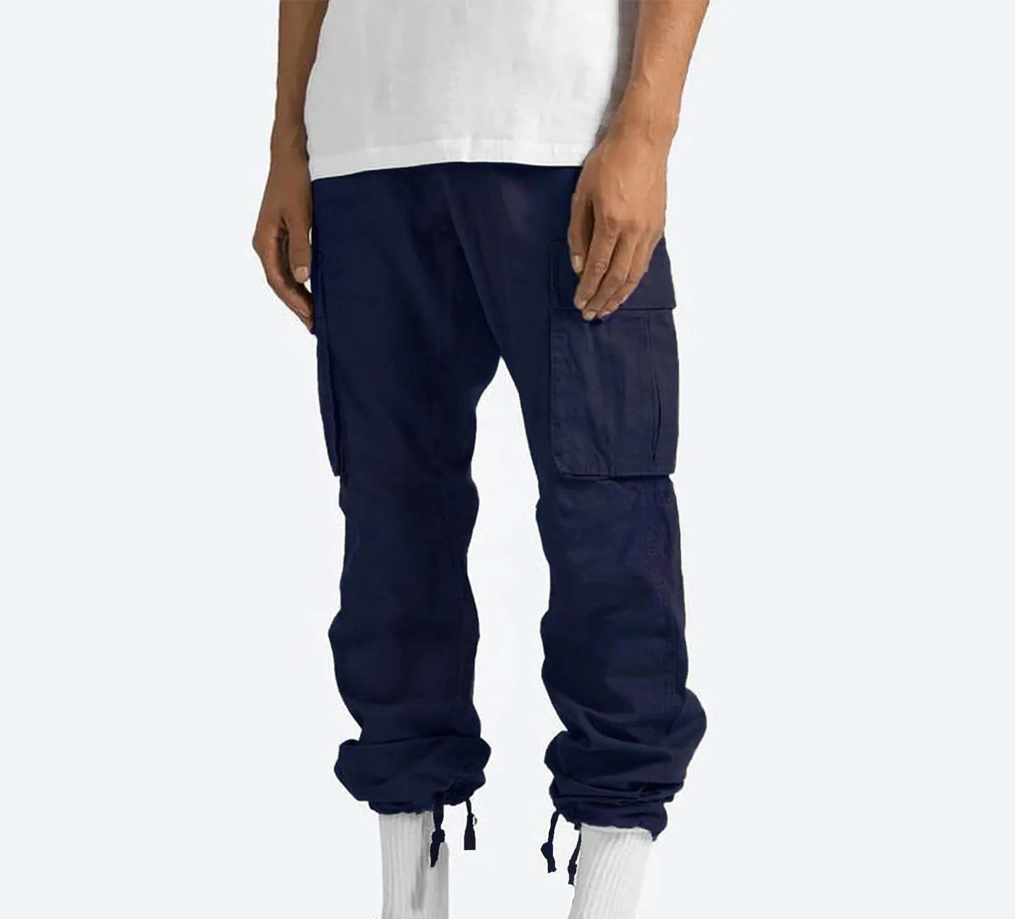 Dgoopd Cargo Pants for Men Baggy Straight Leg Joggers Drawstring Bottom Hiking Pants Workout Tactical Pants with Pockets