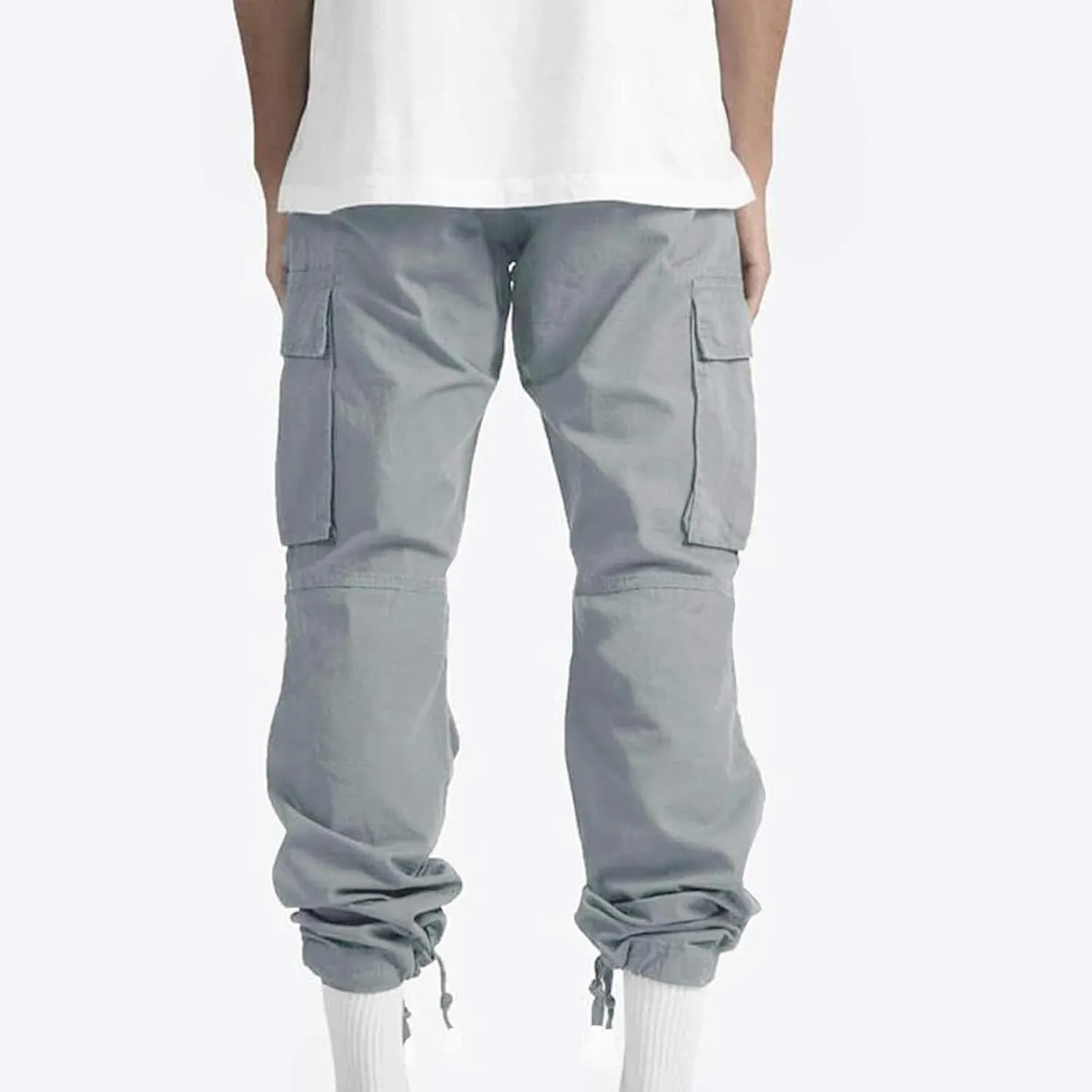 Dgoopd Cargo Pants for Men Baggy Straight Leg Joggers Drawstring Bottom Hiking Pants Workout Tactical Pants with Pockets