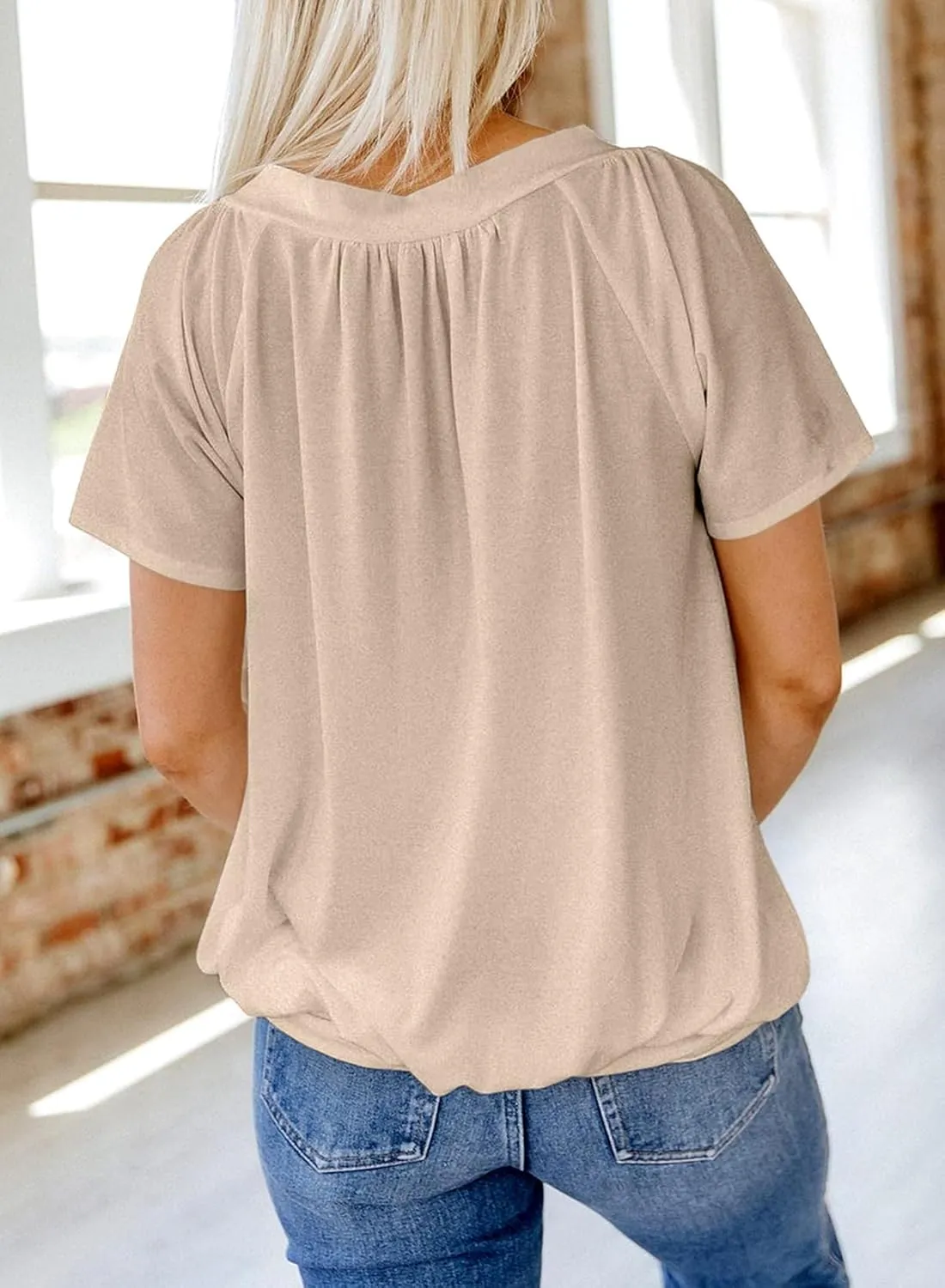 Dokotoo Women's Casual Summer T Shirts Short Sleeve V Neck Tops Tshirts