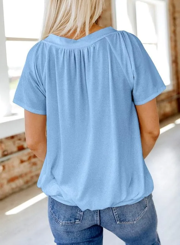 Dokotoo Women's Casual Summer T Shirts Short Sleeve V Neck Tops Tshirts