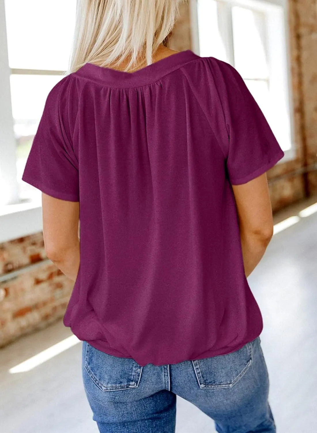 Dokotoo Women's Casual Summer T Shirts Short Sleeve V Neck Tops Tshirts