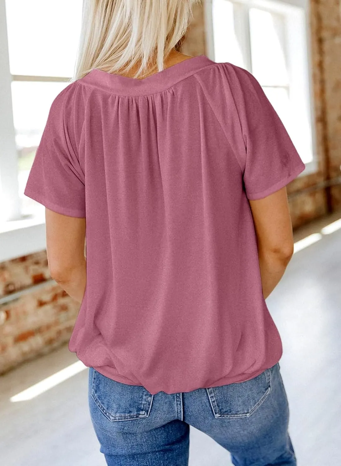 Dokotoo Women's Casual Summer T Shirts Short Sleeve V Neck Tops Tshirts