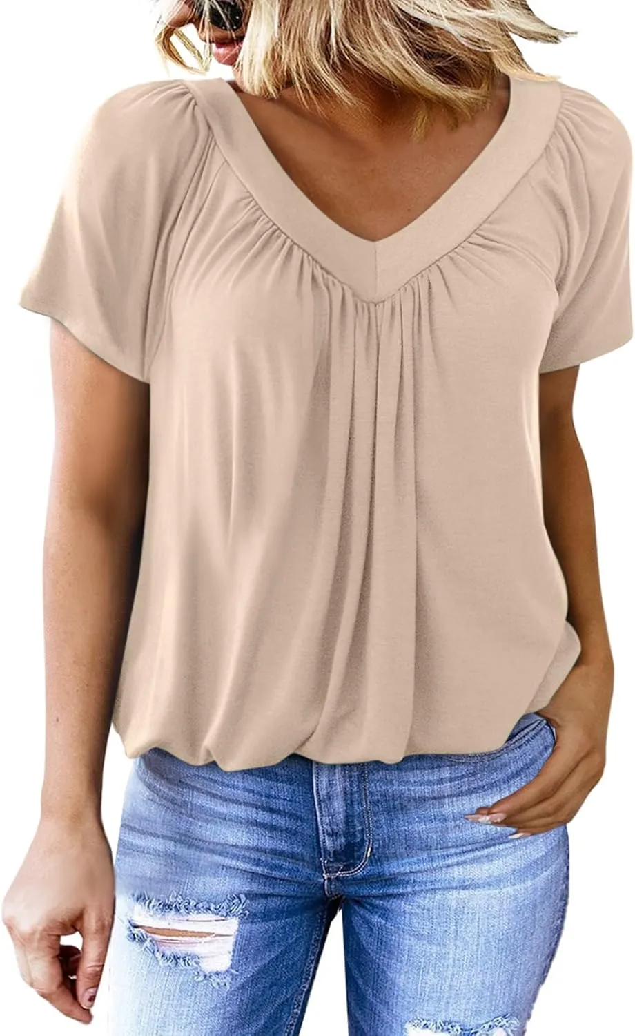 Dokotoo Women's Casual Summer T Shirts Short Sleeve V Neck Tops Tshirts
