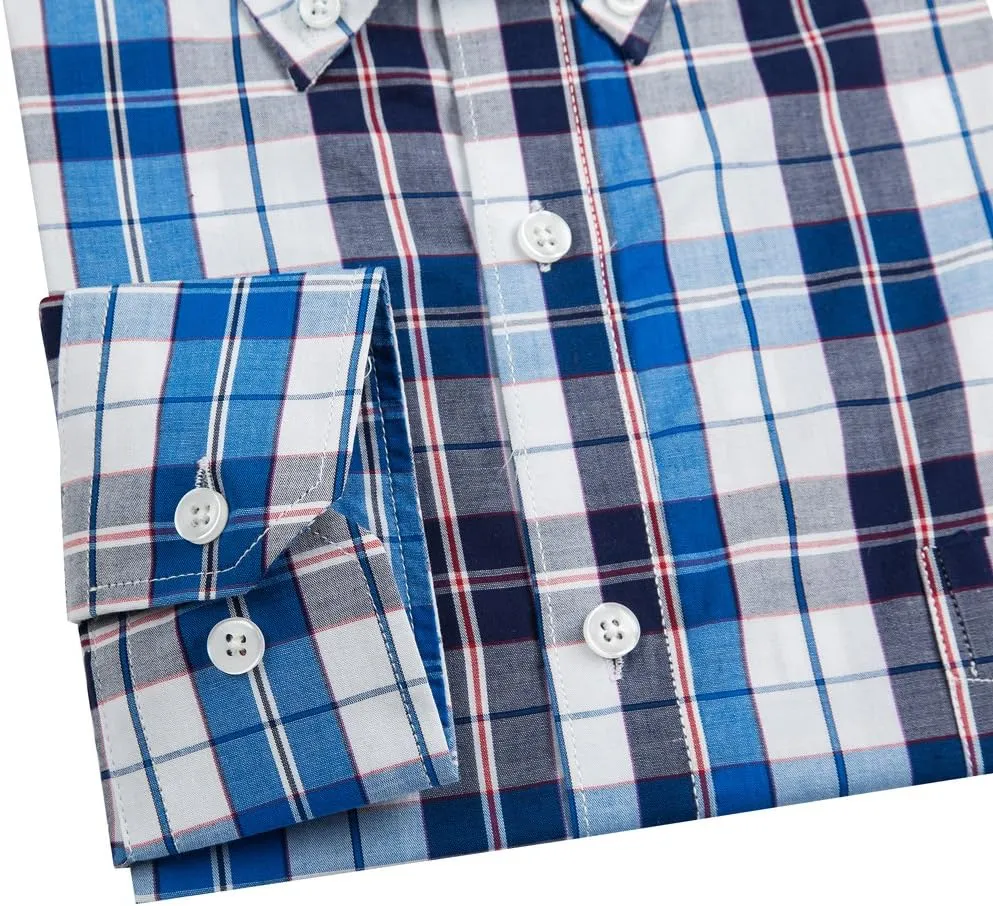 Double Pump Mens Button Down Shirts Cotton Long Sleeve Shirts Regular Fit