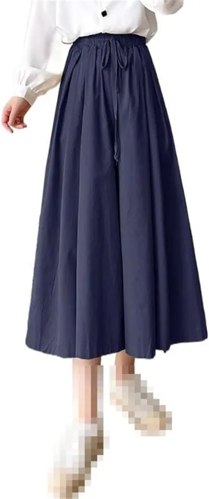 Elastic Waist Flared Skirt for Women,Spring,mid-Length high-Waist A-line Skirt