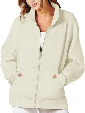 Fall Outfits Womens Oversized Sweatshirt Womens Zip Up Hoodies Cropped Sweatshirts Fleece Jackets Casual Hooded