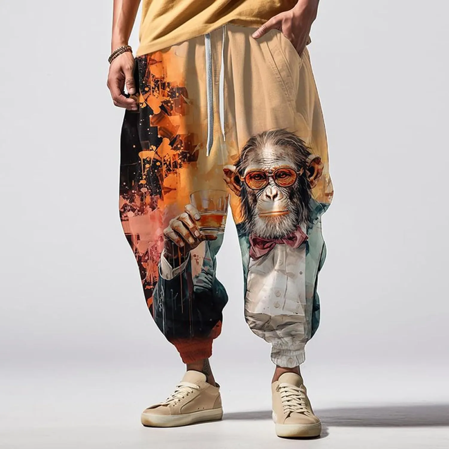 Fashion Solid Color Oversized Tapered Pants Casual Sweatpants Mens Casual Cotton Linen Pant Baggy Pants Renaissance