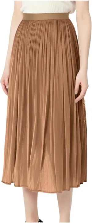 Fashion Tulle Skirts for Women Mesh Pleated Swing Midi Long Skirt Elastic High Waist Flowy Midi A-line Skirts