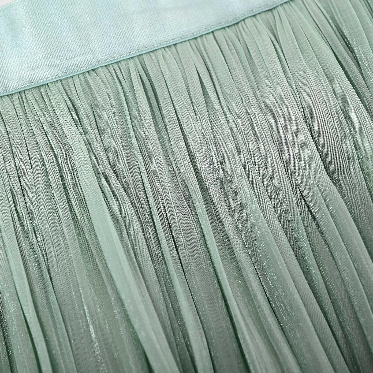 Fashion Tulle Skirts for Women Mesh Pleated Swing Midi Long Skirt Elastic High Waist Flowy Midi A-line Skirts