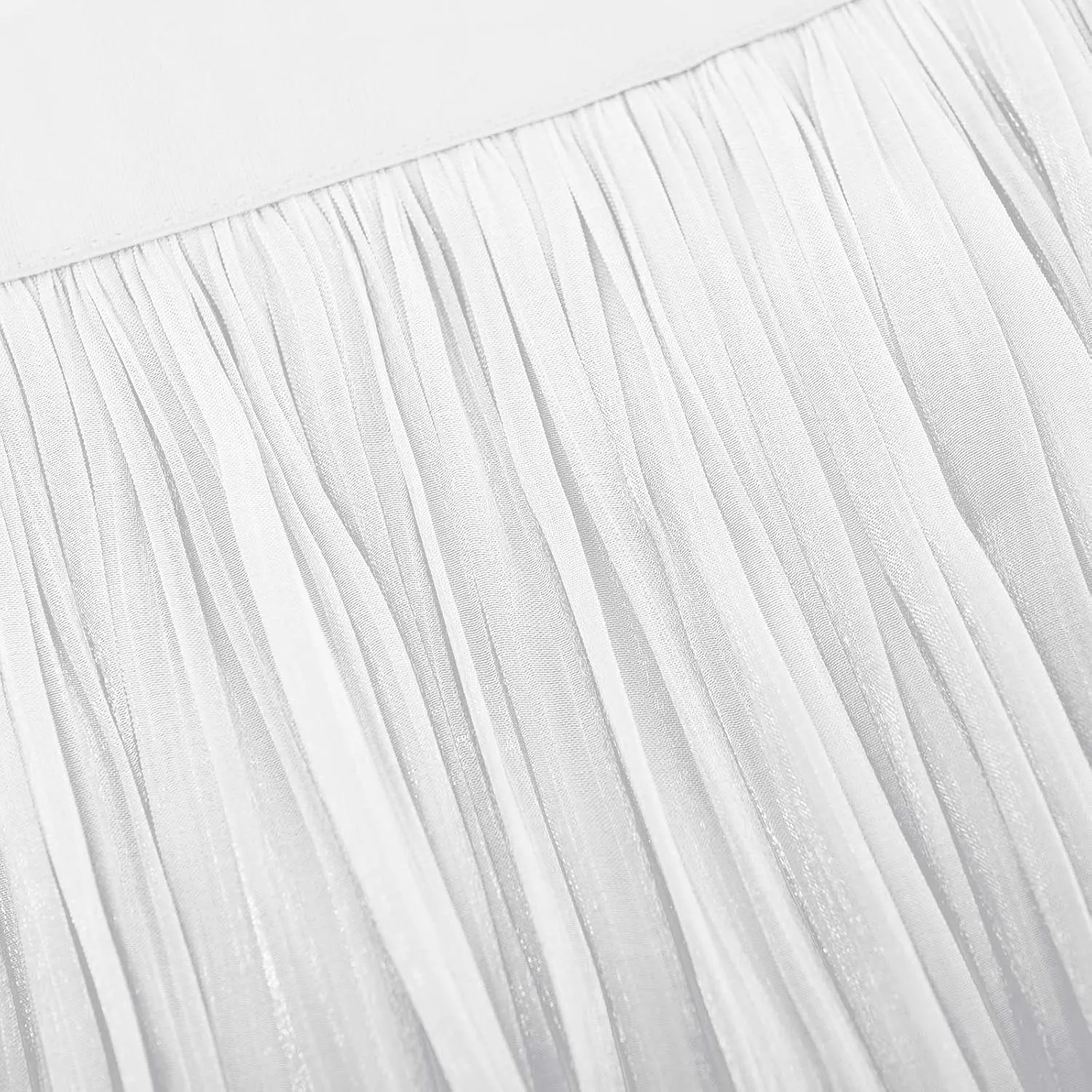 Fashion Tulle Skirts for Women Mesh Pleated Swing Midi Long Skirt Elastic High Waist Flowy Midi A-line Skirts