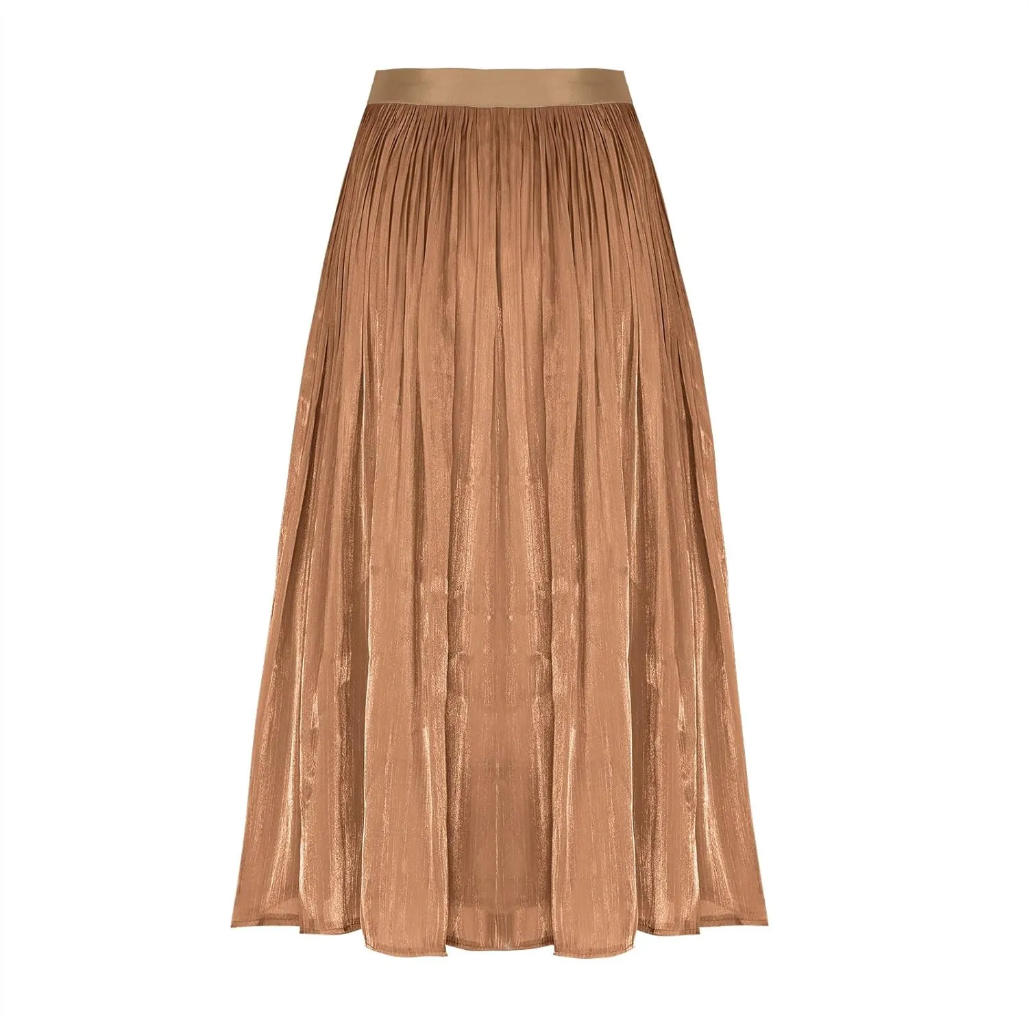 Fashion Tulle Skirts for Women Mesh Pleated Swing Midi Long Skirt Elastic High Waist Flowy Midi A-line Skirts